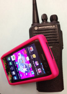 Motorola CP200 radio and cellphone